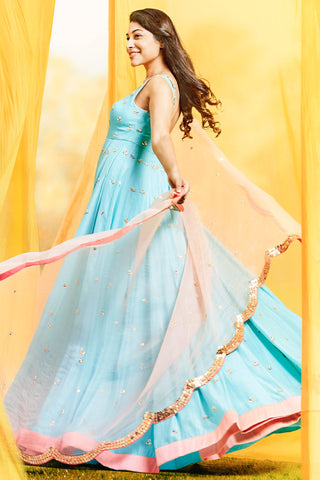 Aqua Anarkali Set