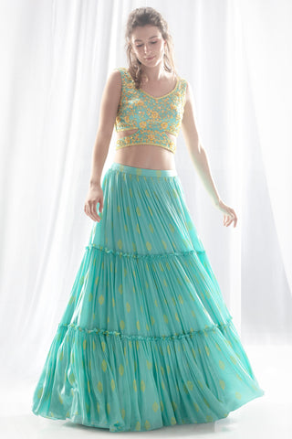 Aqua Layer Lehenga Set