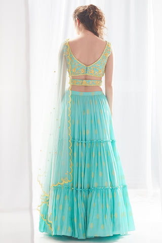 Aqua Layer Lehenga Set