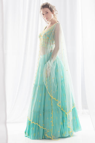 Aqua Layer Lehenga Set