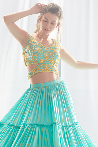 Aqua Layer Lehenga Set
