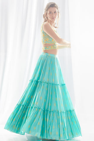 Aqua Layer Lehenga Set