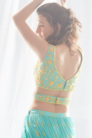 Aqua Layer Lehenga Set