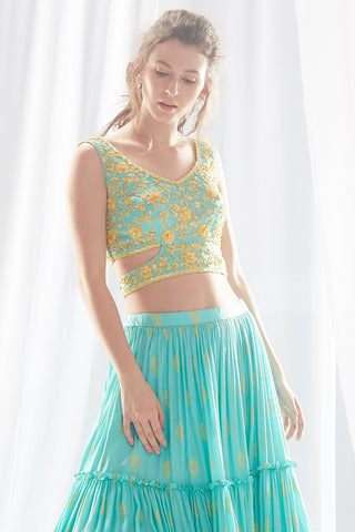 Aqua Layer Lehenga Set