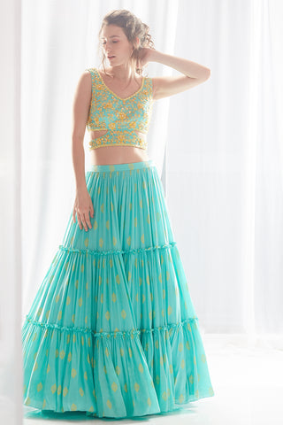 Aqua Layer Lehenga Set
