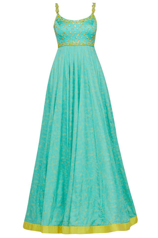 Aqua Strappy Anarkali Set