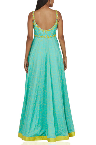 Aqua Strappy Anarkali Set