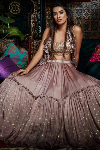 Ash Frill Lehenga Jacket Set