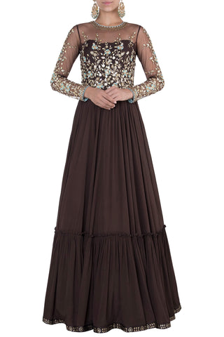 Brown Anarkali Set