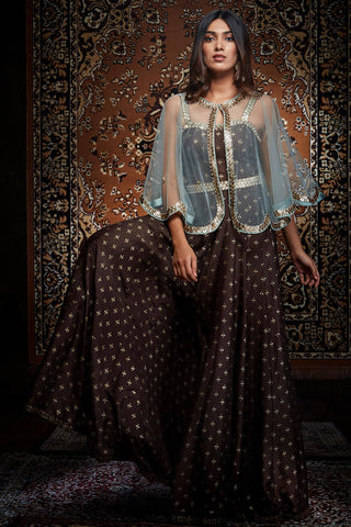 Brown Jumpsuit Anarkali Set
