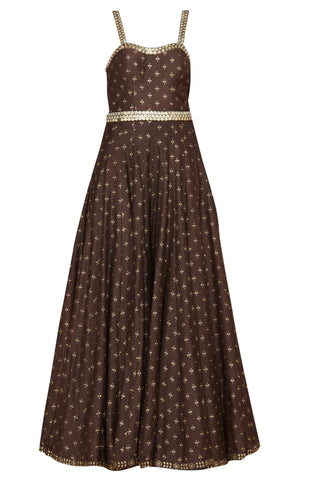 Brown Jumpsuit Anarkali Set