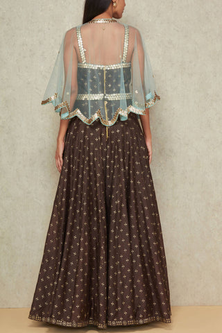 Brown Jumpsuit Anarkali Set