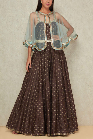 Brown Jumpsuit Anarkali Set