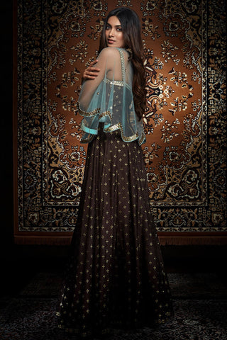 Brown Jumpsuit Anarkali Set