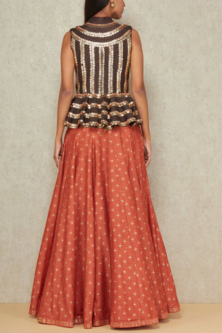 Brown Peplum Lehenga Set