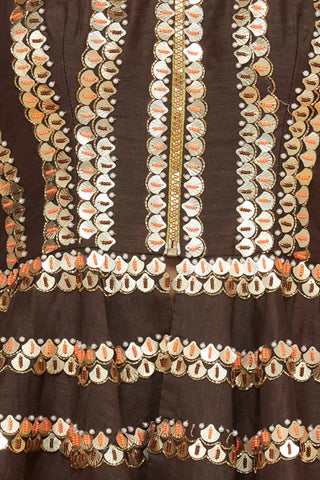 Brown Peplum Lehenga Set