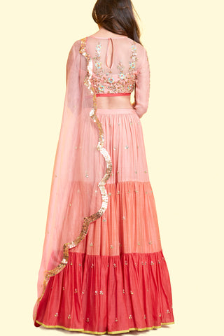 Coral Frill Lehenga Set