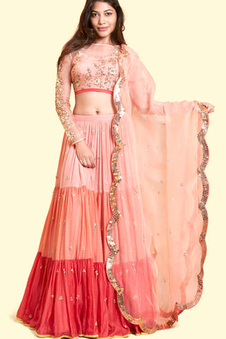 Coral Frill Lehenga Set