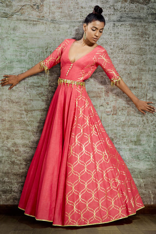 Coral Pink Anarkali Set