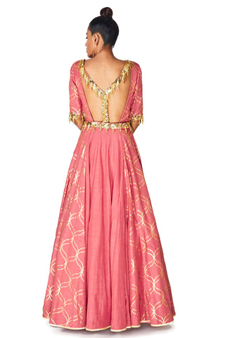 Coral Pink Anarkali Set