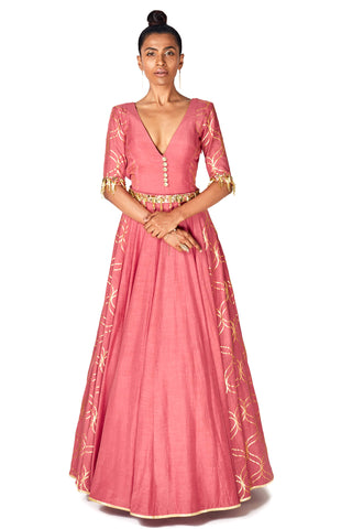 Coral Pink Anarkali Set