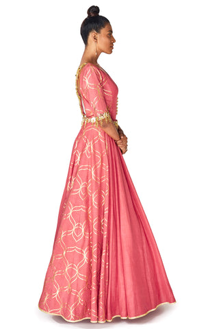 Coral Pink Anarkali Set