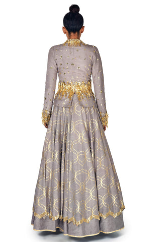 Grey Jacket Lehenga Set