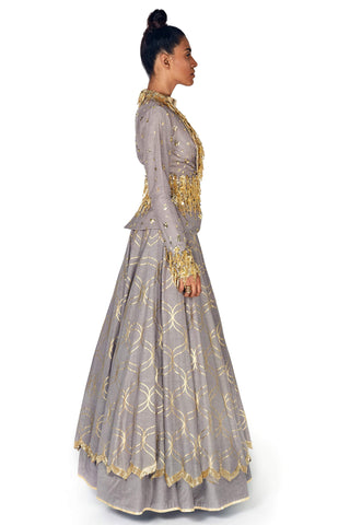 Grey Jacket Lehenga Set