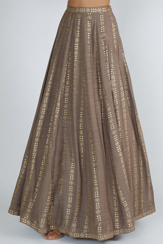 Grey & Orange Lehenga Set