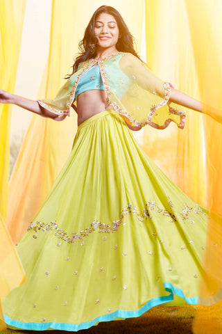 Lime Cape Lehenga Set
