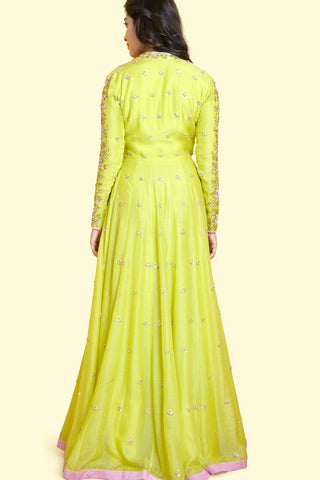 Lime Wrapround Anarkali