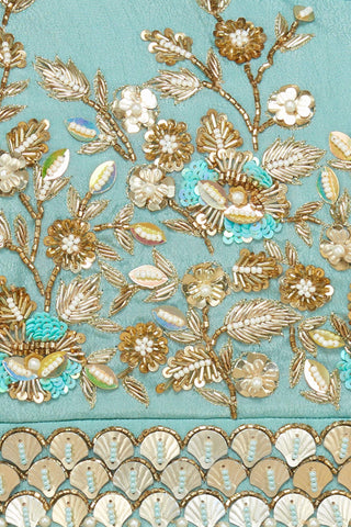 Mint Blue One Shoulder Lehenga Set