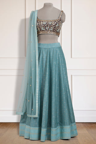Mint & Brown Lehenga Set