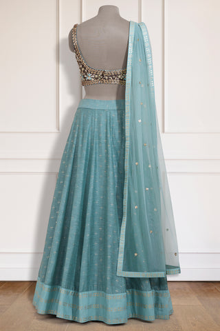 Mint & Brown Lehenga Set