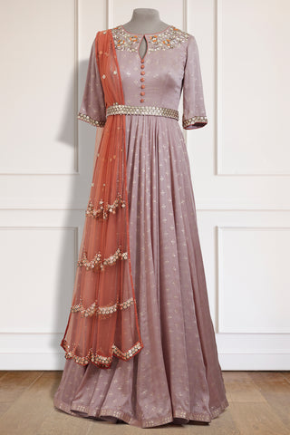 Mud Grey Anarkali Set