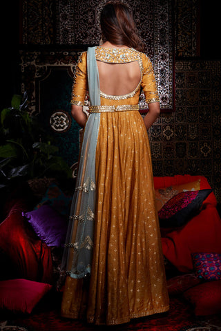 Mustard Anarkali Set