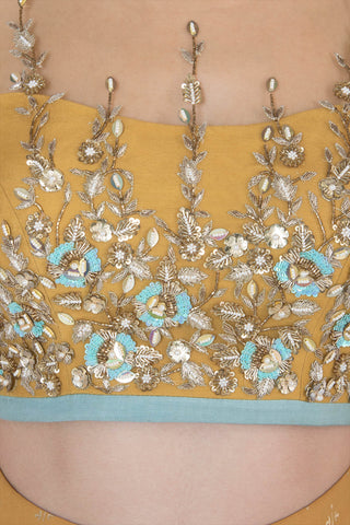 Mustard Frill Lehenga Choli Set