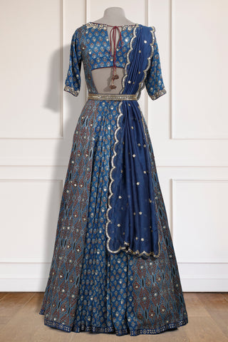 Blue Ajrakh Anarkali Set