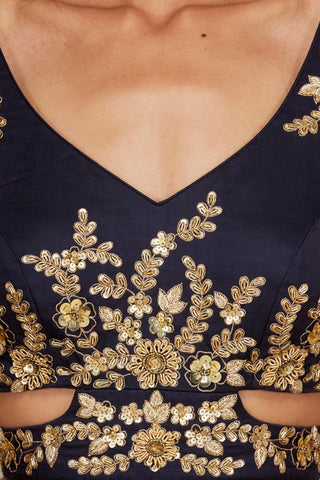 Blue Ajrakh Frill Lehenga