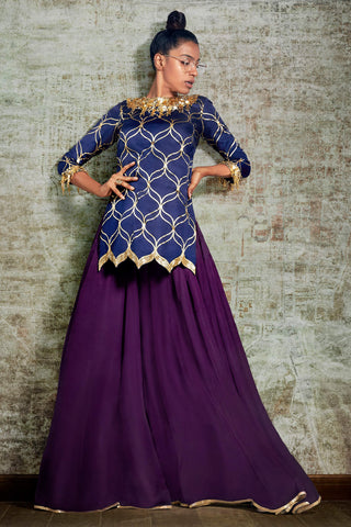 Navy Kurta Palazzo Set