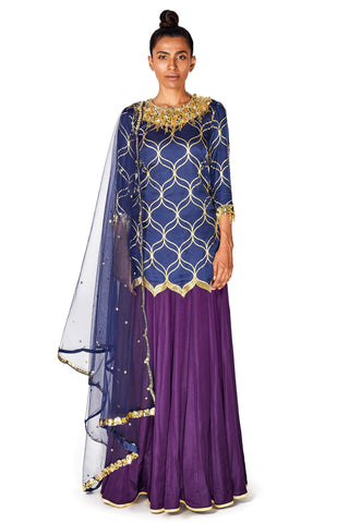 Navy Kurta Palazzo Set