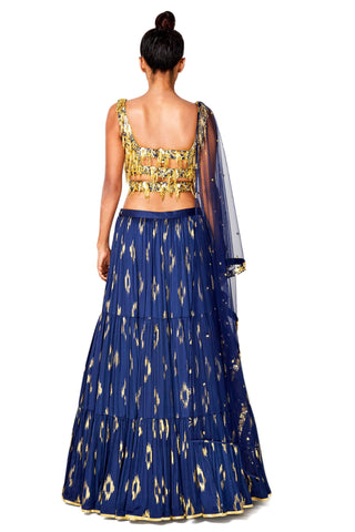 Navy Frill Lehenga Set