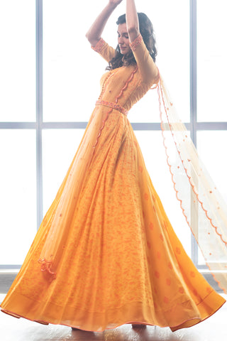 Pastel Yellow Anarkali Set