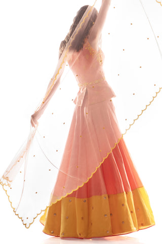 Peach Jacket Lehenga Set