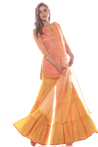 Peach Kurta Gharara Set