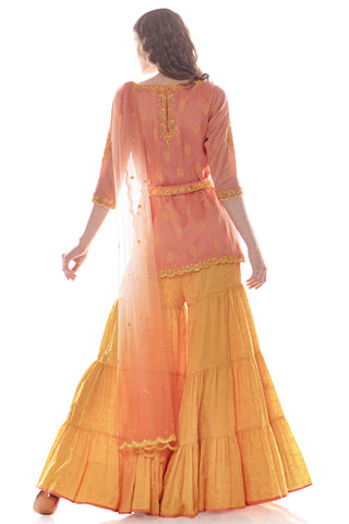 Peach Kurta Gharara Set
