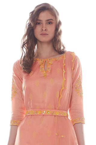 Peach Kurta Gharara Set