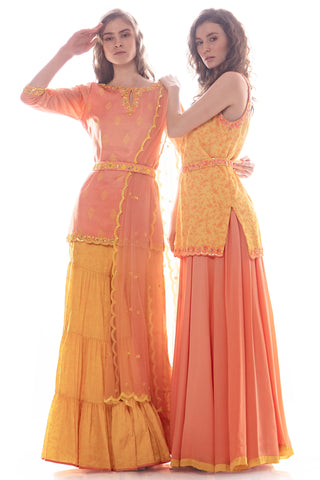 Peach Kurta Gharara Set