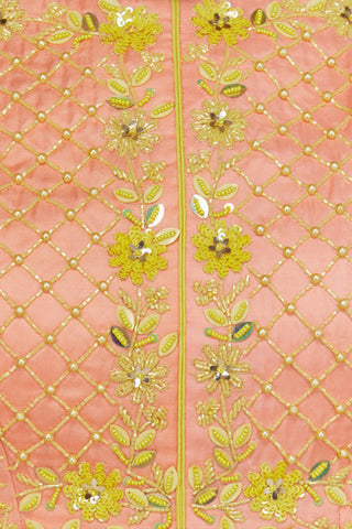 Peach Pleated Anarkali Set