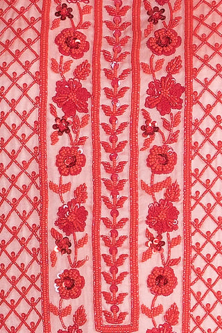 Peach & Red Kurta Dhoti Set